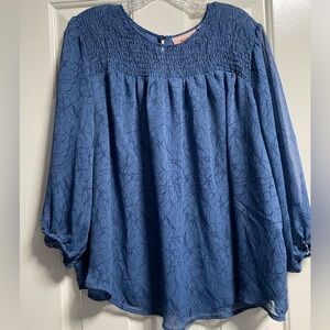 EVRI Blue Textured Women's Blouse